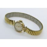 A ladies Elco 9ct gold watch on expandable strap