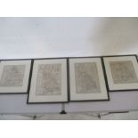 Four framed prints of ancient maps. A map of Britain according to Notitia Imperll. A map of Great