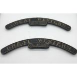 Two miniature cast metal "Great Western Castle Class" nameplates, each 30cm width