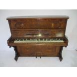 A walnut veneer Hummel upright piano