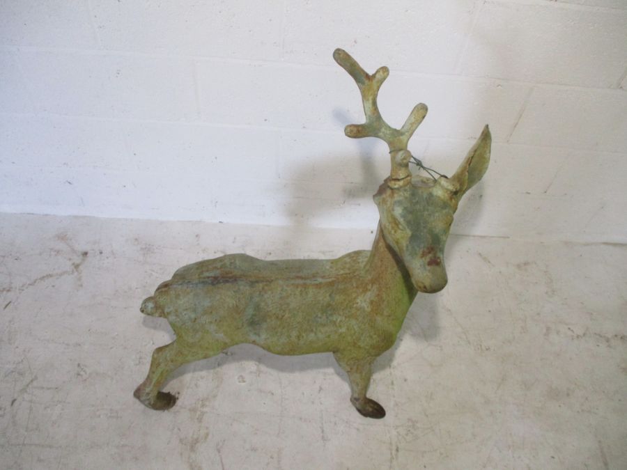 A cast iron model of a stag ( 1 antler missing, 1 ear missing) height 107cm - Image 5 of 5