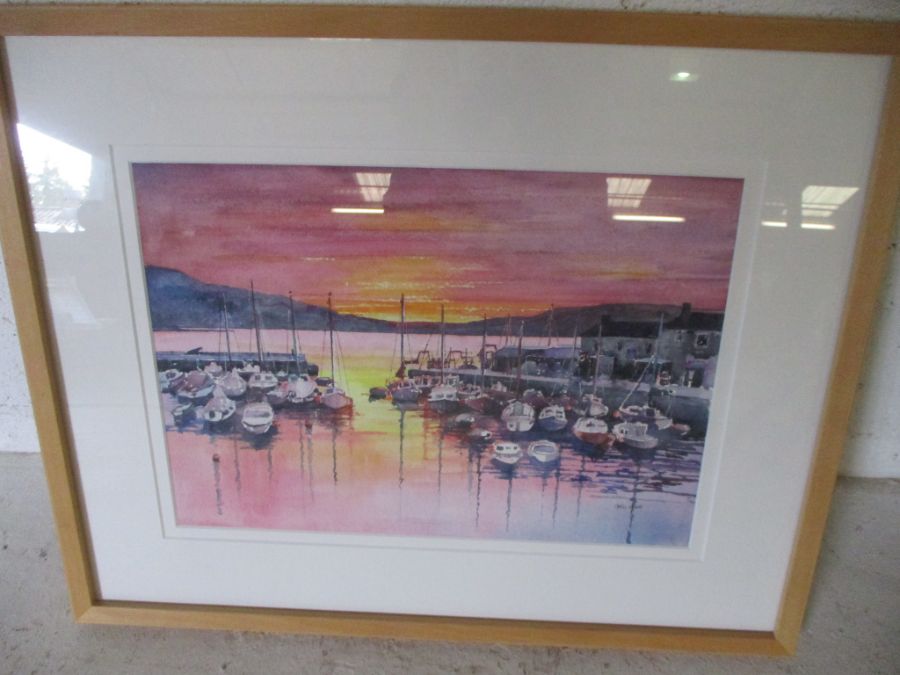 A watercolour " Sunrise, Lyme Regis" by Chris Evans along with two Ltd. edition photographs by - Image 10 of 14