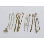 Four 9ct gold fine chains, total weight 5.7g
