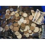 A large collection of British and some foreign coinage, notes etc.