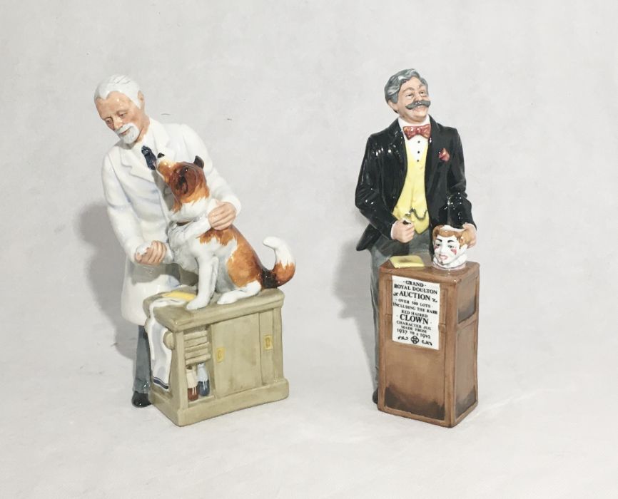 Two Royal Doulton figures,"The Auctioneer" (damage to gavel as shown) and "Thanks Doc!".