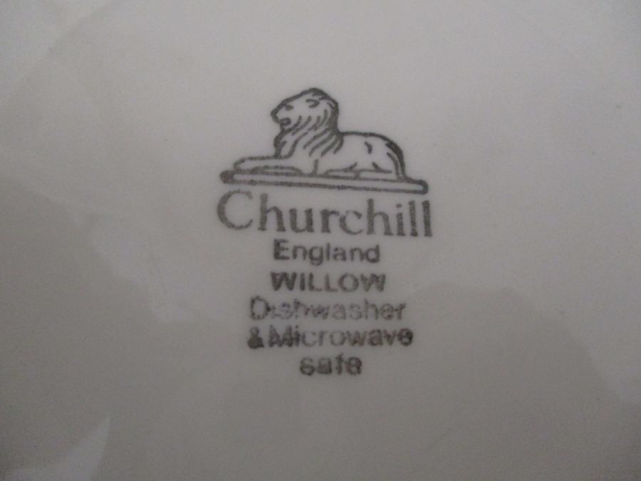 A Portmerion "Botanic Garden" shallow bowl along with a set of 10 Churchill "Willlow" pattern - Image 6 of 7