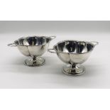 A pair of hallmarked silver two handled quatrefoil dishes, total weight 127.8g, Birmingham 1924
