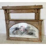A pine fire surround and matching over mantle mirror