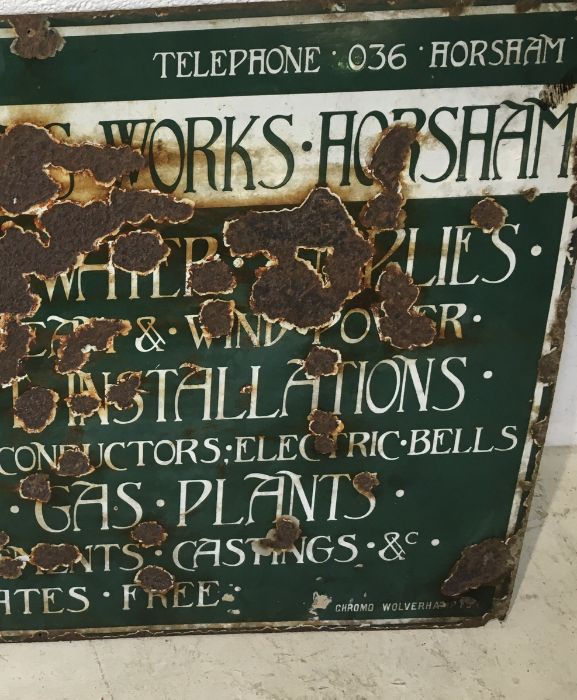 A vintage enamel sign "Lintott Engineering Works Horsham" 78cm x 62cm - Image 2 of 3