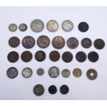 A small collection of coinage including a Bonaparte Premier Consul Franc 1812, Louis XV 1/2 Ecu,