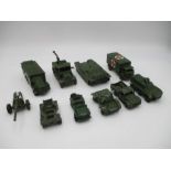 A collection Dinky Military Toys including a recovery tractor, military ambulance, centurion tank,