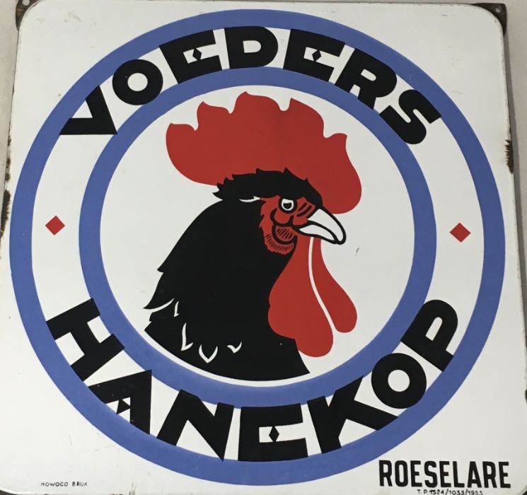 A vintage enamel advertising Dutch advertising sign for a chicken feed supplier - Image 4 of 4