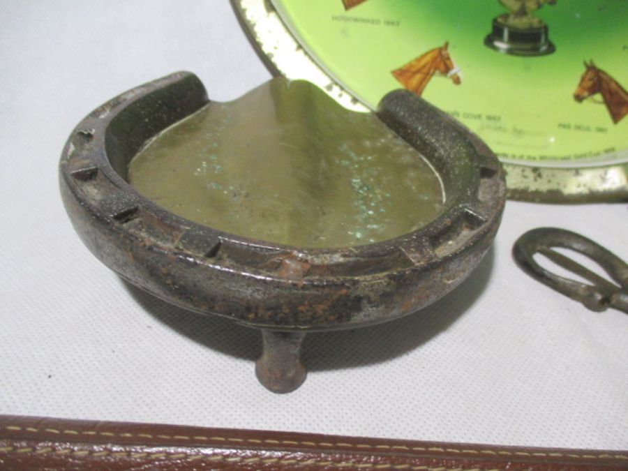 A collection of horse related memorabilia including a brass and iron ashtray formed as a hoof and - Image 5 of 20