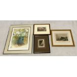 A collection of paintings, engravings etc including "Barnyard Study" an artists proof by Anne
