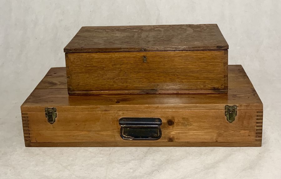 Two vintage wooden boxes