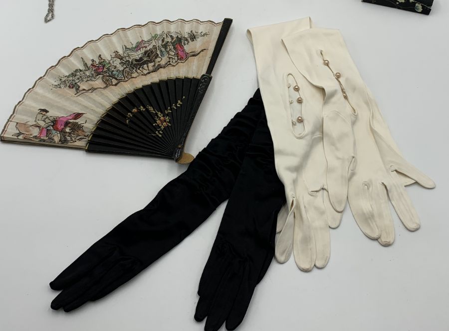 A collection of various items including three scent bottles, two vintage pairs of long gloves, a bag - Image 4 of 4