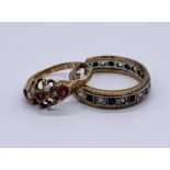 A Victorian 15ct gold ruby and seed pearl ring ( missing 4 seed pearls) along with a scrap