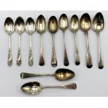 A collection of hallmarked silver tea spoons, total weight 142g