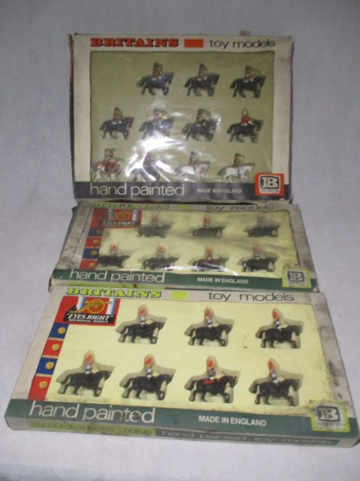 Two boxed Britains "Eyes Right" Horse Guards Regimental models (7833), along with a boxed Britains