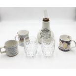 A collection of items including a pair of Waterford crystal glasses, commemorative wear etc