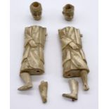 Two 19th Century Oriental carved bone sectional figures A/F
