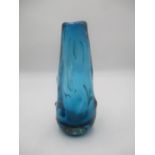 A Whitefriars Kingfisher blue knobbly glass vase.