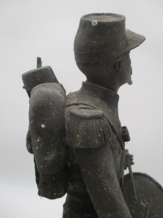 A pair of French spelter soldiers, a drummer and a bugler, height 37cm - Image 26 of 28