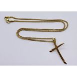 An unmarked gold cross on 14ct gold chain- total weight 4g