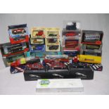 A collection of various boxed die-cast vehicles including Corgi, Dinky, Lledo, Gilbow, Atlas