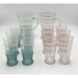 Two part frosted lemonade jugs with matching glasses