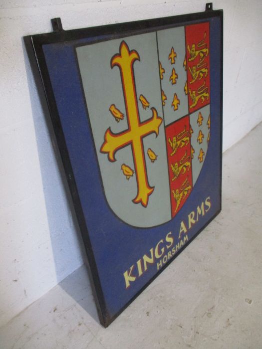 A metal framed double sided Kings Arms (Horsham) pub sign - Image 3 of 6