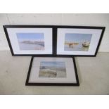 A collection of three framed pictures of Lyme Regis Cobb/Harbour by Ray Thorogood