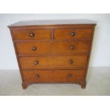 A Georgian oak chest of five drawers - legs A/F