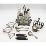 A small collection of silver plated items etc including a Mappin Brothers silver plated condiment