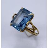 A continental gold ring set with an aquamarine