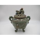 A Japanese censer with dog of Fo finial - A/F