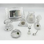 A small collection of cut glass including Waterford crystal and Princess House decanter