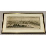 "The South Prospect of Reading in the Count of Berks" framed engraving by S & N Buck (1734) 48cm x