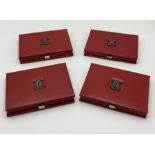 Four boxed Royal Mint United Kingdom Proof Coin Collection set 1985, 1986, 1987 and 1988. In red