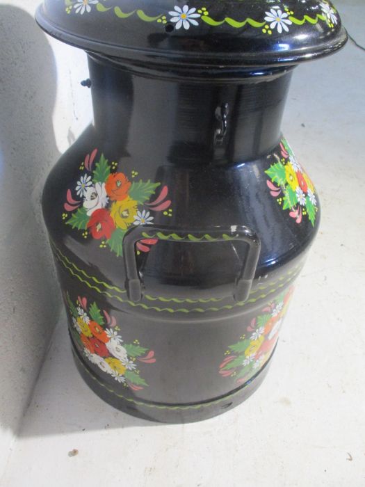 A vintage painted milk churn. Height approx. 53cm - Image 2 of 7