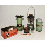 A vintage Tilley Lamp, Esso Blue gas stove made by Valor both with accessories along with a
