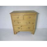 An antique pine chest of four drawers - height 93cm, depth 46cm, width 91cm
