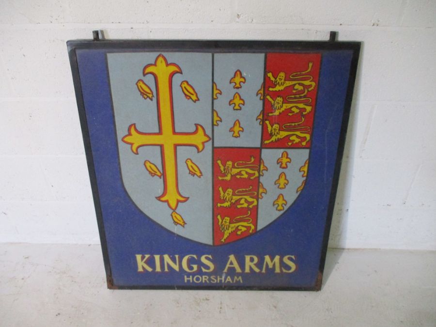 A metal framed double sided Kings Arms (Horsham) pub sign - Image 6 of 6