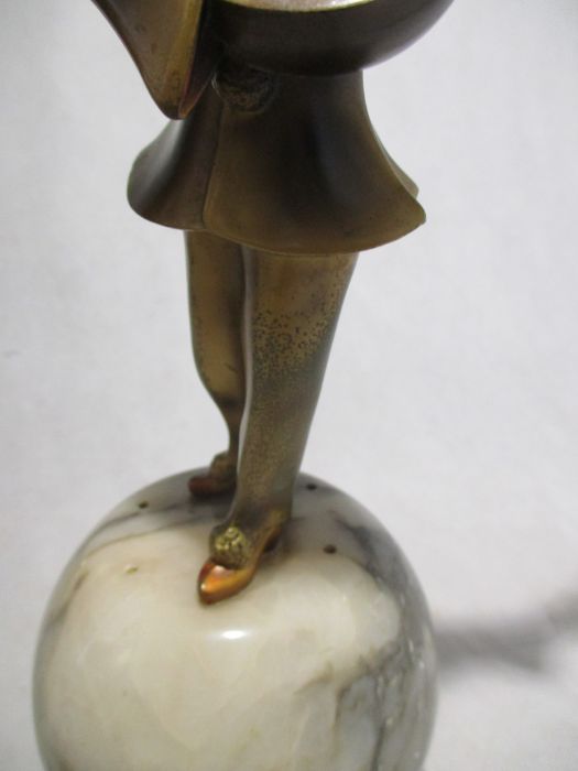 A vintage Pierrot lamp on alabaster sphere - Image 5 of 6