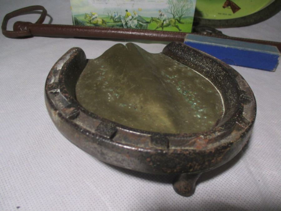 A collection of horse related memorabilia including a brass and iron ashtray formed as a hoof and - Image 12 of 20