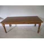 A pine farmhouse table - length 213cm, width 91cm, height 78cm