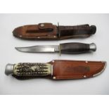 A William Rodgers "I cut my way" knife, A Solingen knife with antler handle and one other, the blade