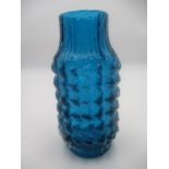 Geoffrey Baxter for Whitefriars, a 'Pineapple' vase in Kingfisher blue, pattern number 9731,