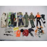 A collection of Action Man toys including Eagle Eyes, Action Sailor (no head) etc, along with a