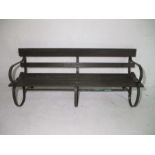 A garden bench on painted metal frame and wooden slats L186cm D 64cm H 75cm